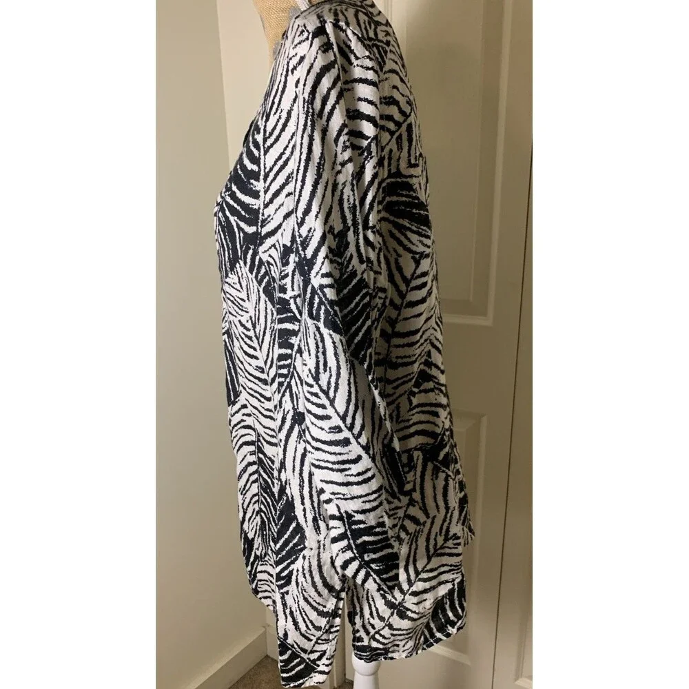 Cynthia Rowley Women Top Shirt Tunic Black 1X Button 100% Linen - Picture 2 of 9